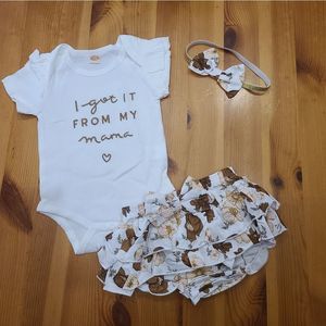 Baby Girl Onesie Funny " I Get It From My Momma "
